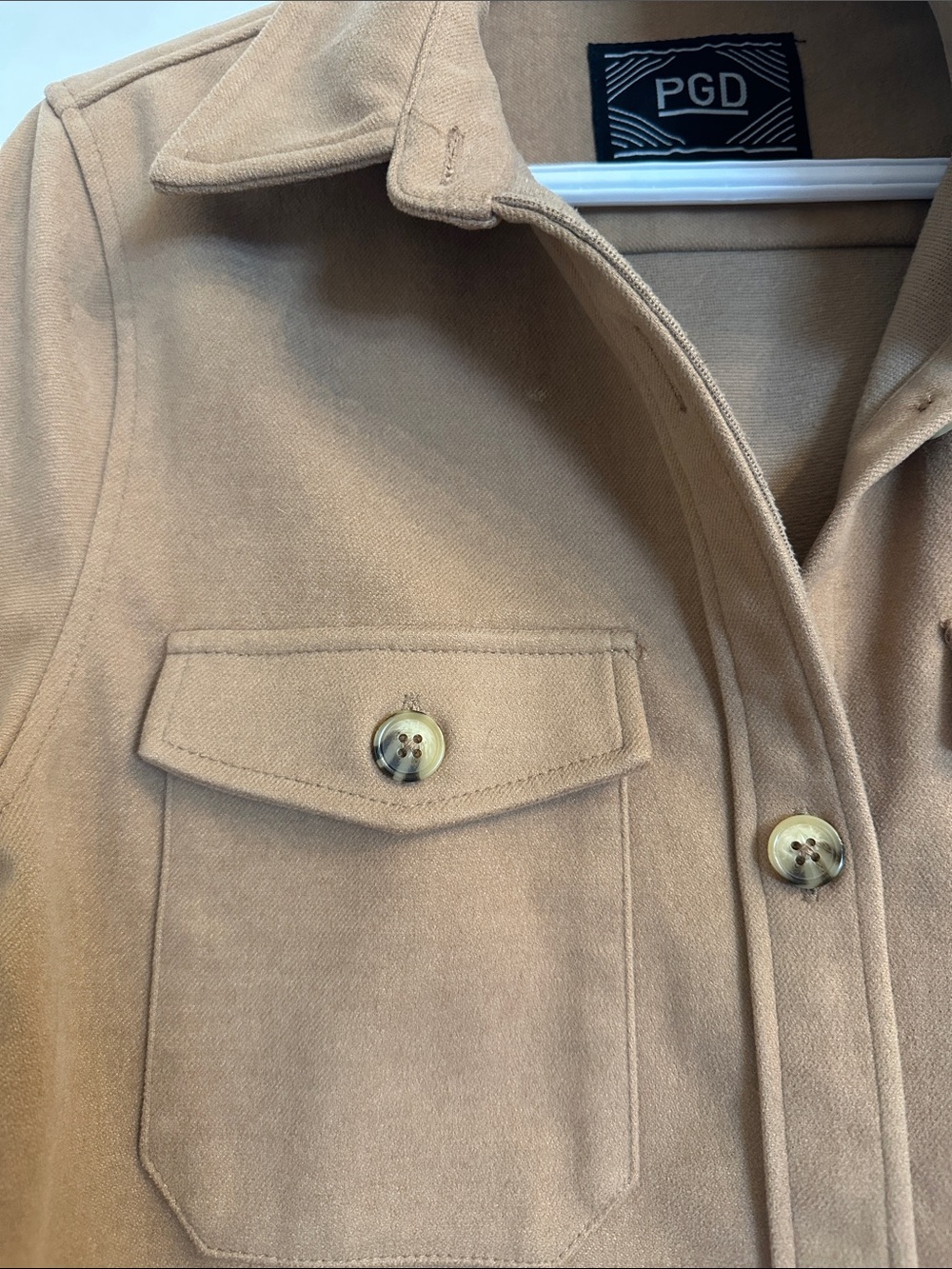 Women's Tan Button-Front Utility Shacket - Picture 4 of 4